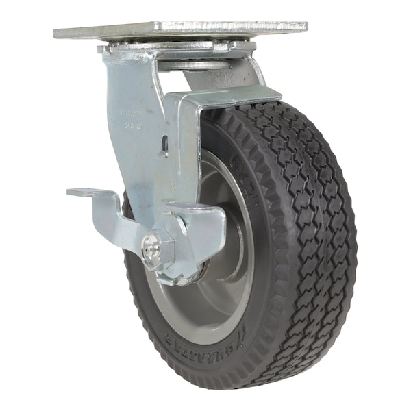 Flat-Free Swivel With Brake Caster 6 In. Diameter X 2 In. Width 250 Lb. Capacity Black/Gray